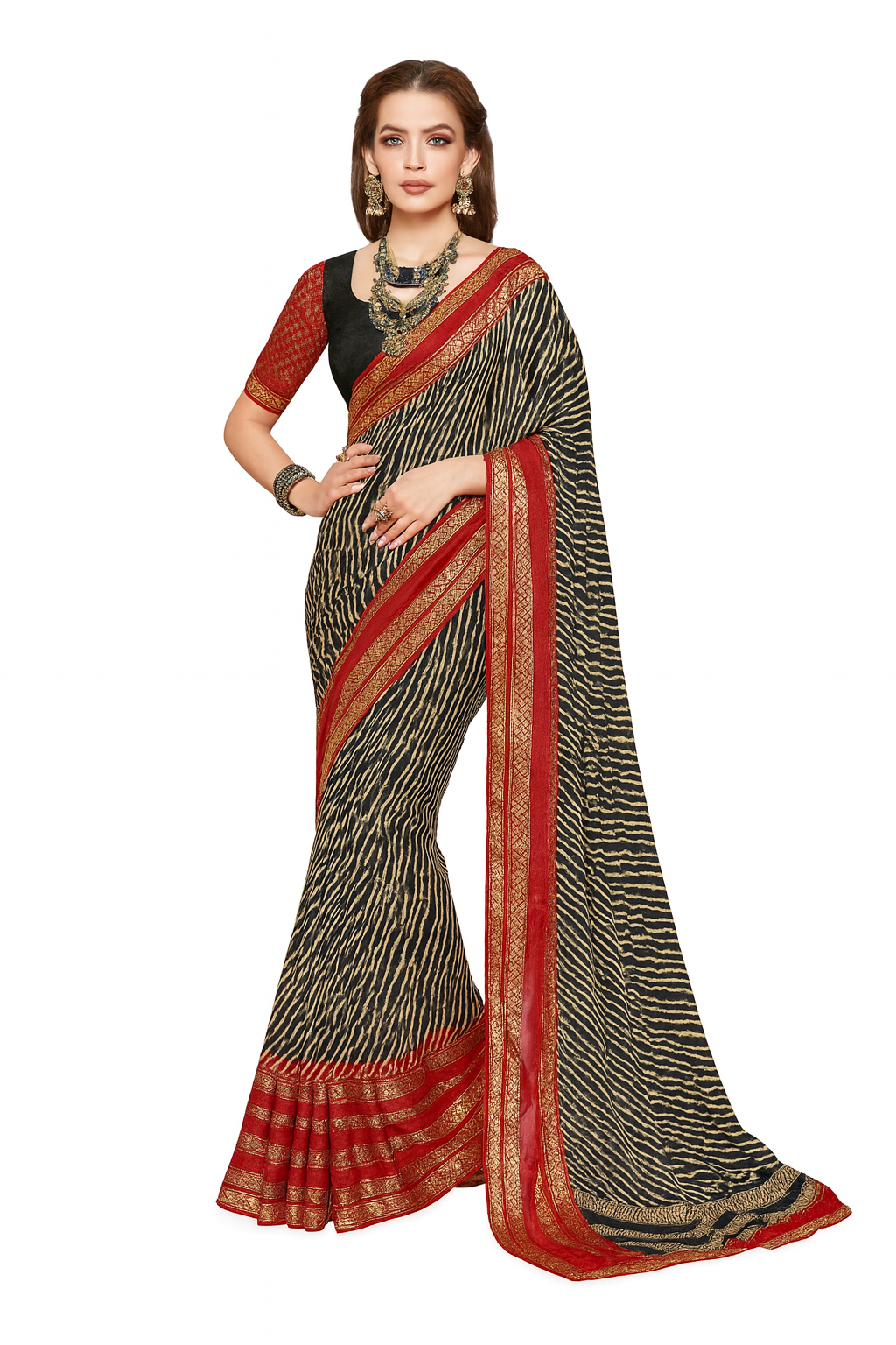 Black Lehariya Saree
