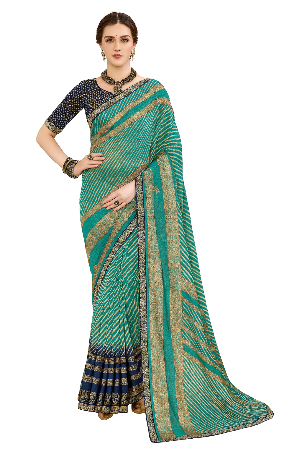 Green Lehariya Saree
